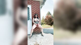 Pee and Squirt: Flashing my huge tits and spraying pee all over outside ???? #4