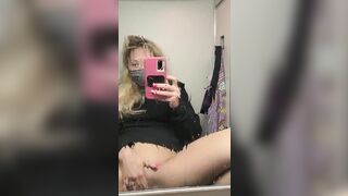 Squirting: squirting all over the planes bathroom mirror #3